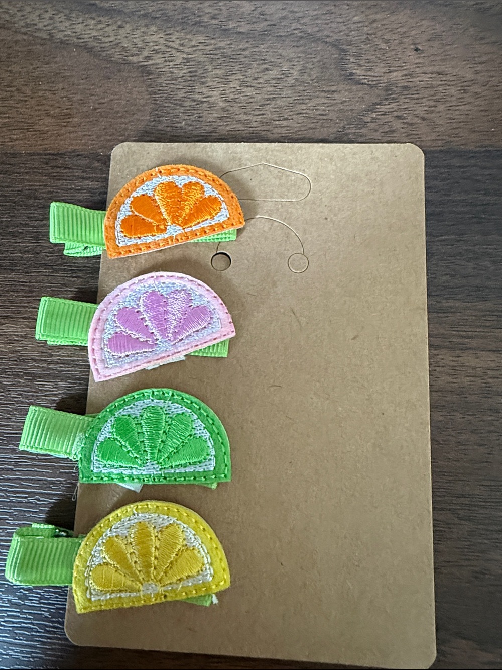 Kids Fruit Slice Hair Clips - Orange, Pink, Green, Yellow
